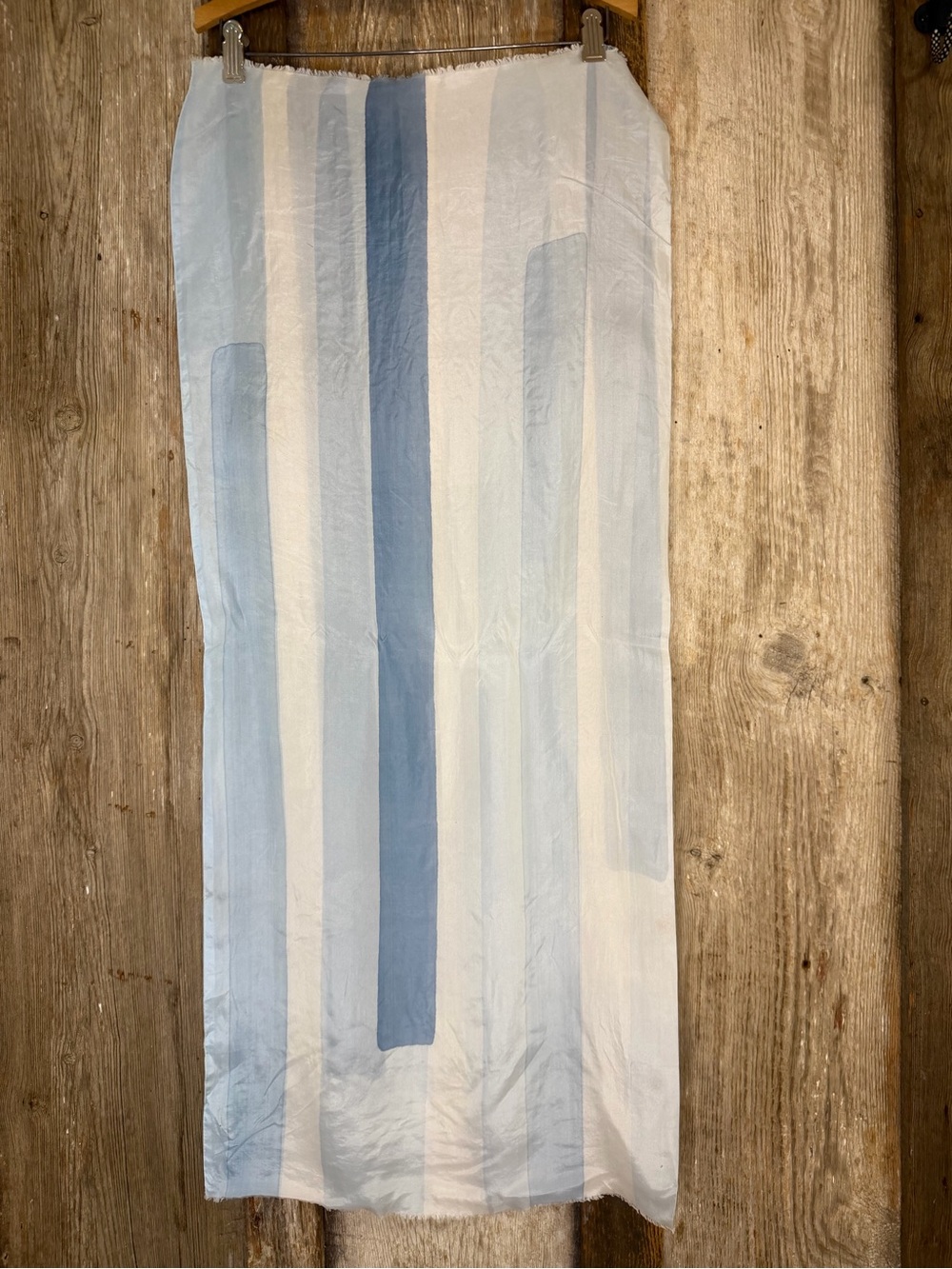 VTG Dior Silk Oblong Scarf Abstract Block Stripe Ice Blue Cream Minimalist - Picture 8 of 16